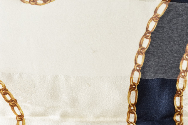 ディオール スカーフ Christian Dior スカーフ シルク フラワー/チェーン ネイビー系【中古】 ブランド品販売 Import